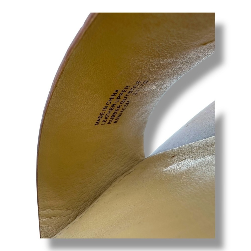 Michael Kors Womens Luggage Tan Leather Adriana Wedge Sandals Gold Buckle Sz 9.5 - Picture 12 of 16